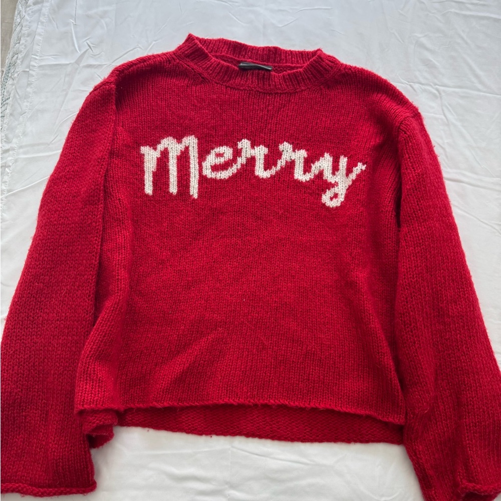 Wooden Ships Red 'Merry' Crew Neck Sweater
